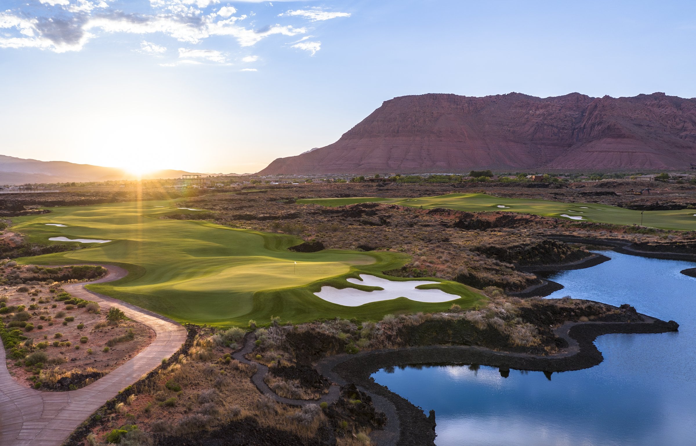 Aerial view of Black Desert Resort championship golf course in Ivins, Utah — Tom Weiskopf-designed course that has hosted PGA and LPGA Tour events