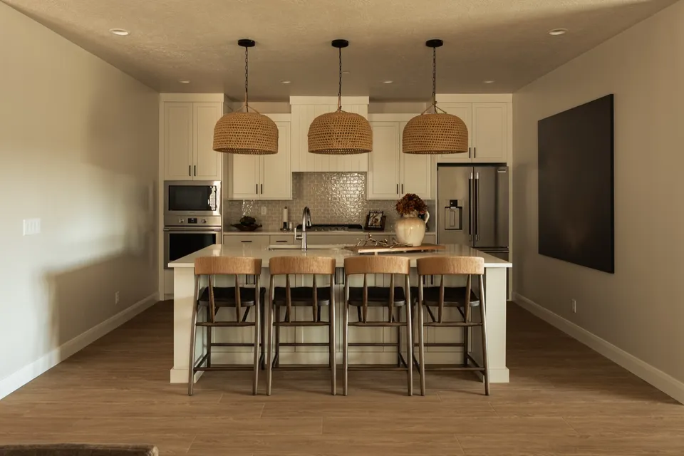 Open kitchen and island in the Martinique vacation rental
